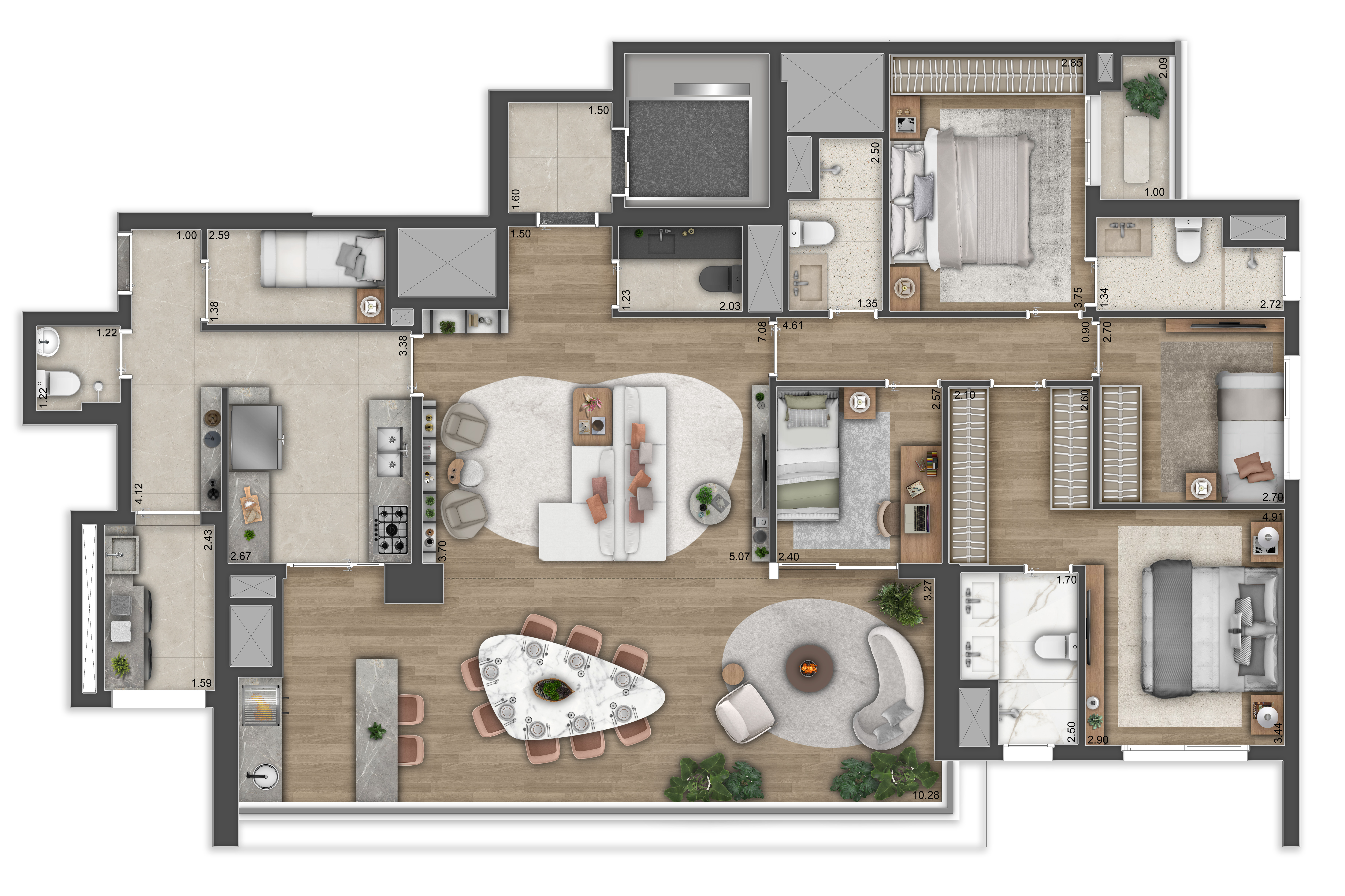 Planta Padrão 164m² - Brooklyn